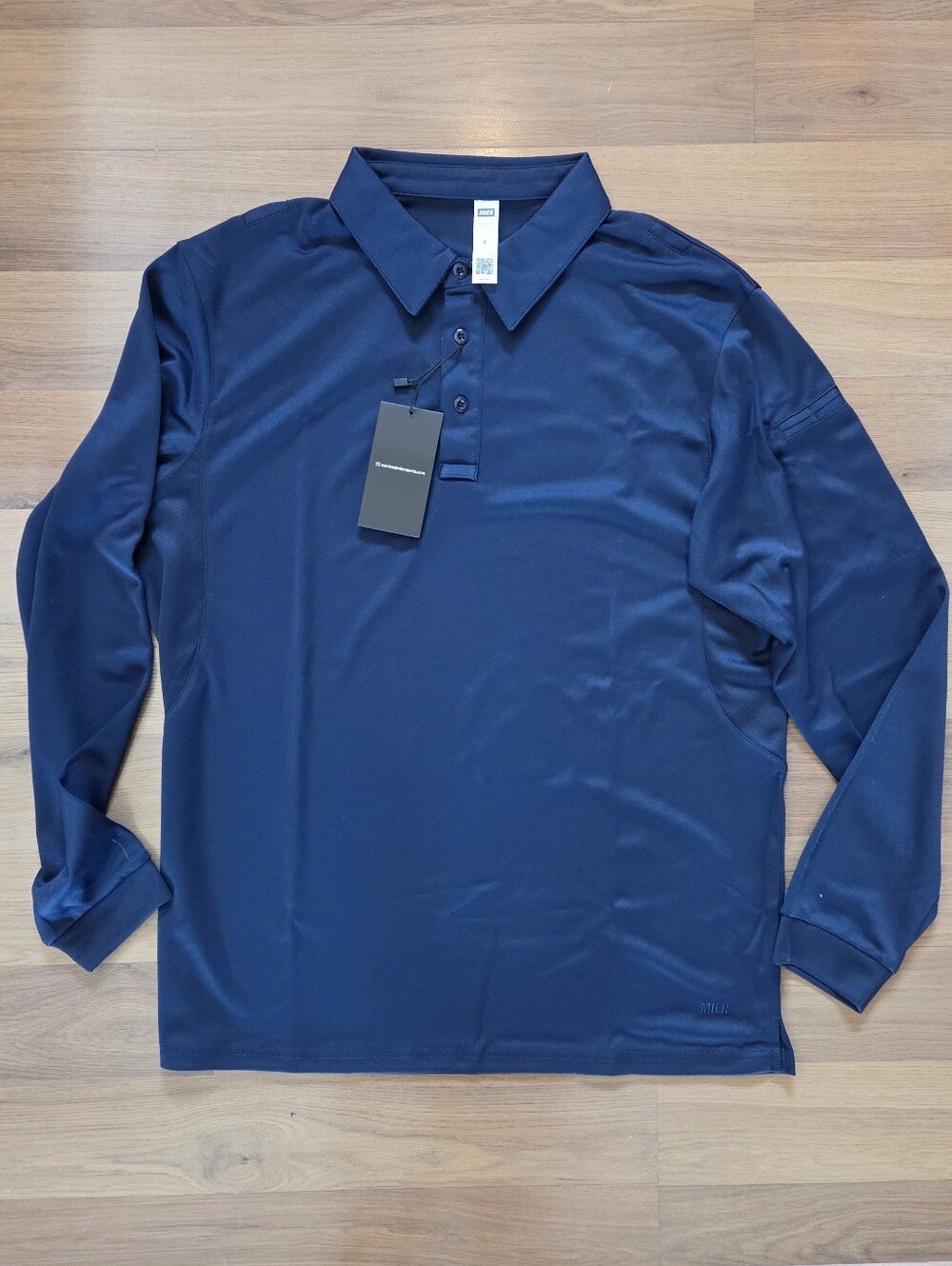 Men's Long-Sleeve Polo Shirt - Navy Performance Knit
